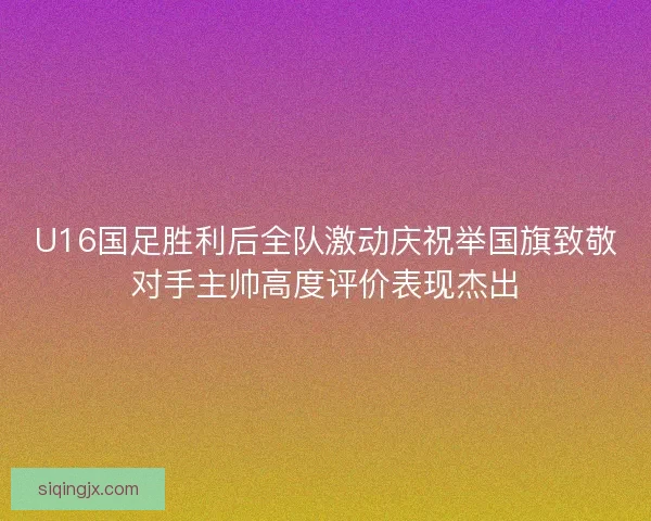 U16国足胜利后全队激动庆祝举国旗致敬对手主帅高度评价表现杰出