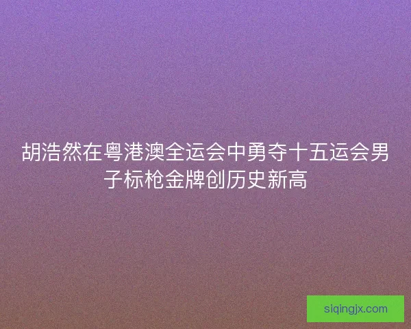 胡浩然在粤港澳全运会中勇夺十五运会男子标枪金牌创历史新高