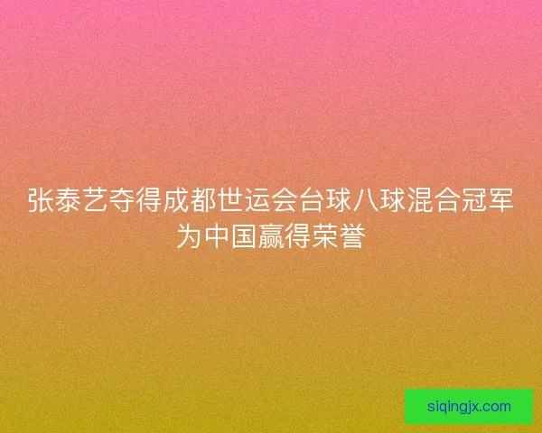 张泰艺夺得成都世运会台球八球混合冠军为中国赢得荣誉